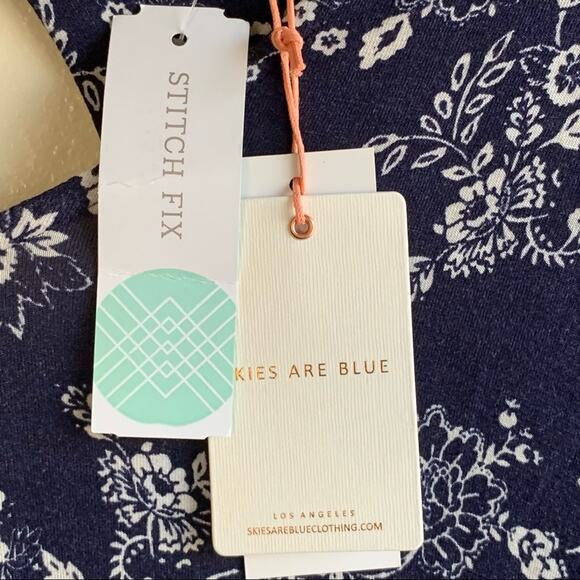 Stitch Fix Skies are Blue NWT Floral Print Wren Knit Dress, Navy Combo Size S - Picture 9 of 9